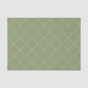 Dashed Diamond Grid Geometric Olive Green Tissue Paper