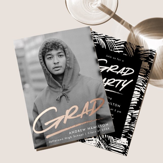 Dashed Grad Photo Graduation Party Rose Gold (Creator Uploaded)