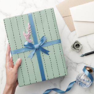 Dashed Lines on Light Sage Green Wrapping Paper