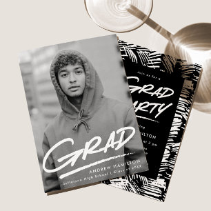 Dashed Photo Graduation Party Invitation