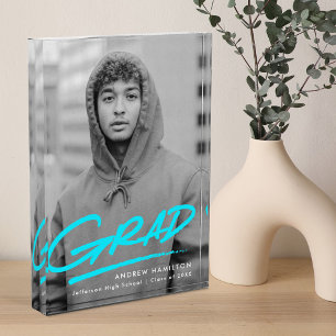 Dashed Turquoise Graduation Photo Block