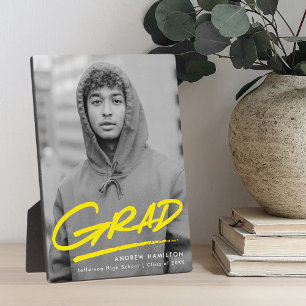 Dashed Yellow Graduation Photo Plaque