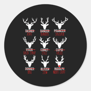 Dasher Dancer Prancer & Bourbon Christmas Holi Classic Round Sticker