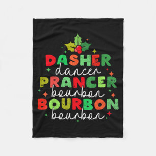 Dasher Dancer Prancer &amp; Bourbon Christmas Holi Fleece Blanket