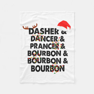 Dasher Dancer Prancer &amp; Bourbon Christmas Holi Fleece Blanket