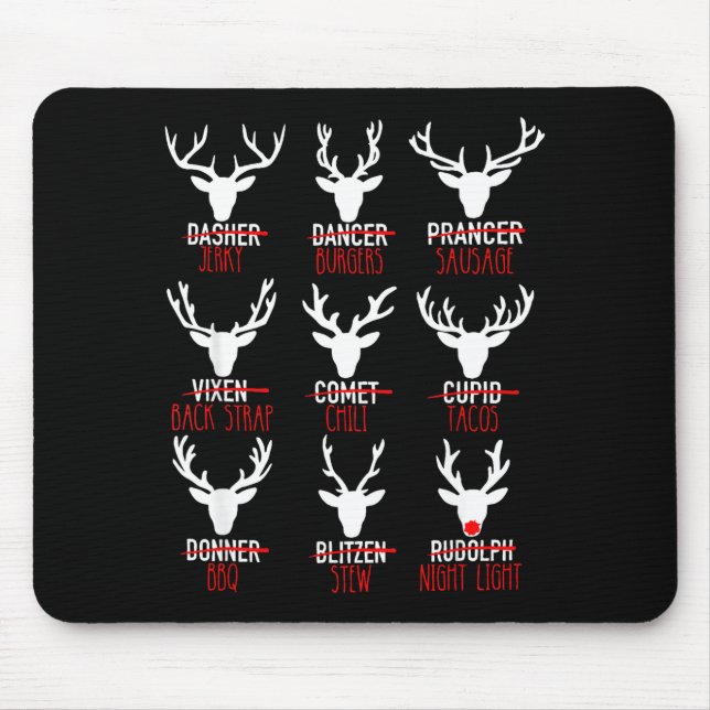 Dasher Dancer Prancer &amp; Bourbon Christmas Holi Mouse Pad (Front)