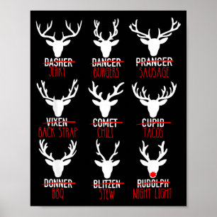 Dasher Dancer Prancer & Bourbon Christmas Holi Poster