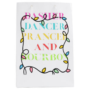 Dasher Dancer Prancer and Bourbon Medium Gift Bag