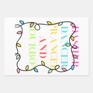 Dasher Dancer Prancer and Bourbon Wrapping Paper Sheet