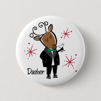 Dasher Reindeer 6 Cm Round Badge