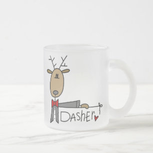 Dasher Reindeer Christmas T-shirts and Gifts Frosted Glass Coffee Mug