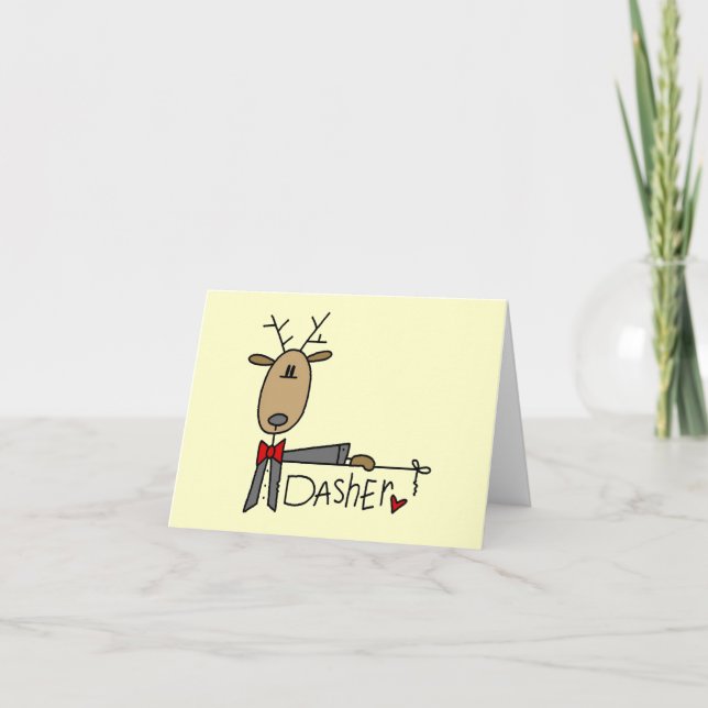 Dasher Reindeer Christmas T-shirts and Gifts Holiday Card (Front)