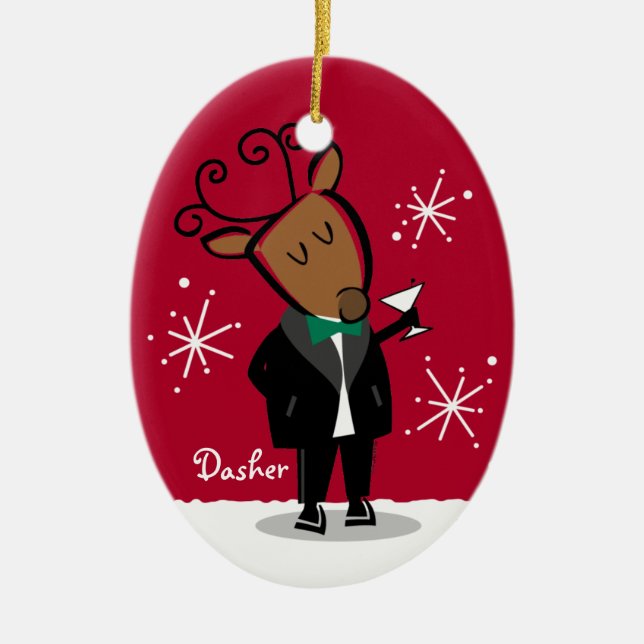 Dasher Reindeer Personalised Ornament (Front)