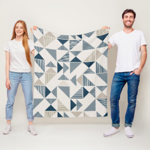 Dashes And Triangles Shapes Fleece Blanket