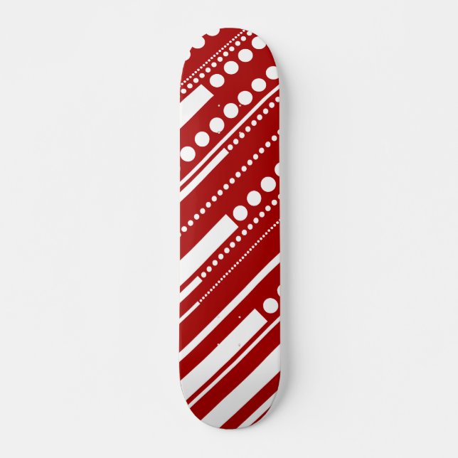 Dashes & Dots in Red and White Skateboard (Front)