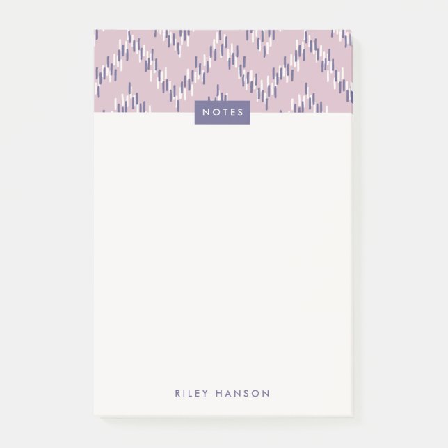 Dashing Boho Ikat Zig Zag Pattern Post-It - Purple Notes (Front)