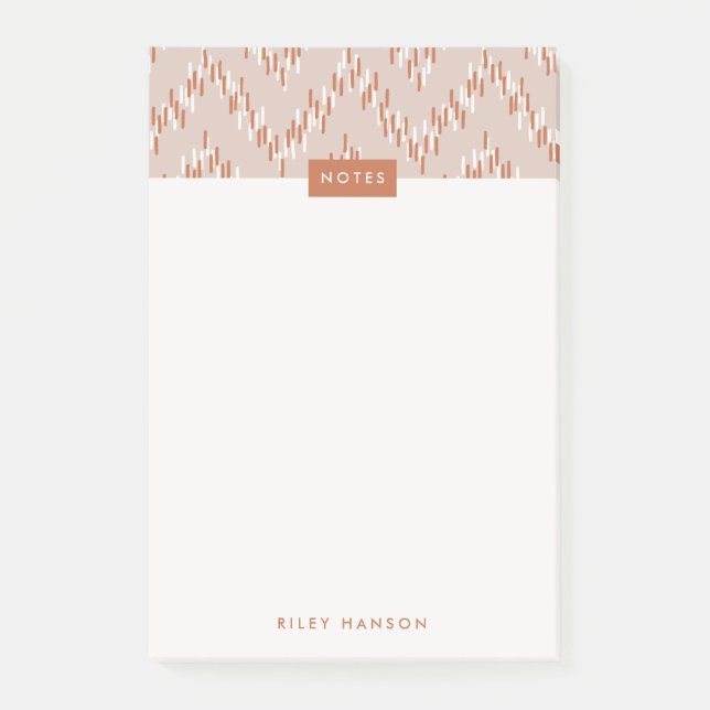 Dashing Boho Ikat Zig Zag Pattern Post-It - Rust Post-it Notes (Front)