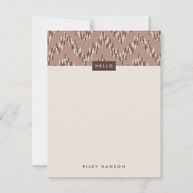Dashing Boho Ikat Zig Zag Stationery - Brown (Front)