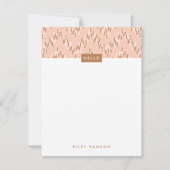 Dashing Boho Ikat Zig Zag Stationery - Orange (Front)