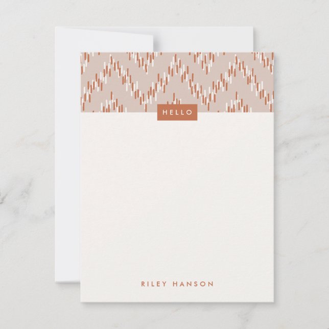 Dashing Boho Ikat Zig Zag Stationery - Rust (Front)