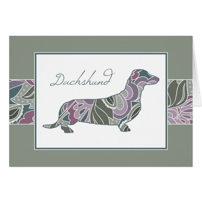 Dashing Dachshund in Sage Blush Garden Pattern, (Front Horizontal)