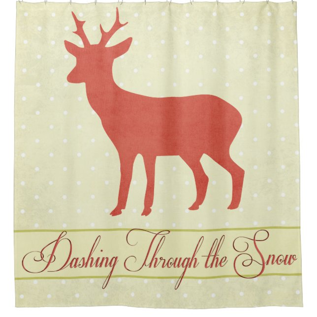 Dashing Deer Shower Curtain - Cream Polka Dot (Front)