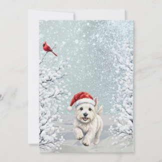 Dashing in the snow Winter Westie Christmas Card