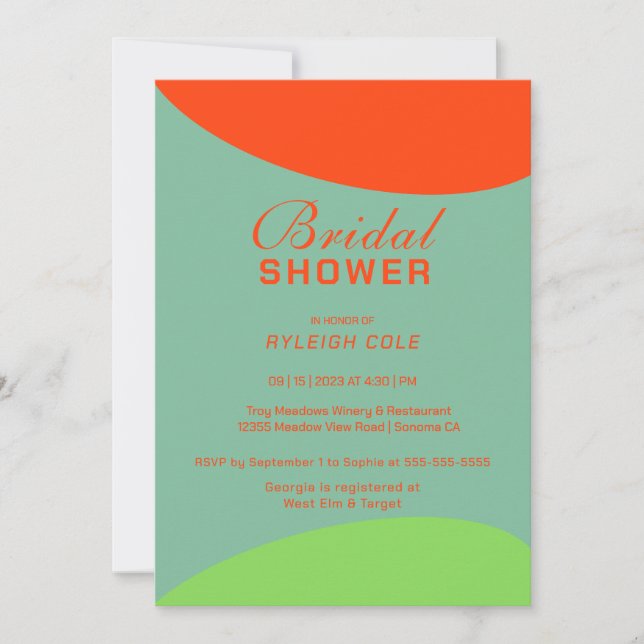 Dashing Modern Bridal Shower Invitation (Front)