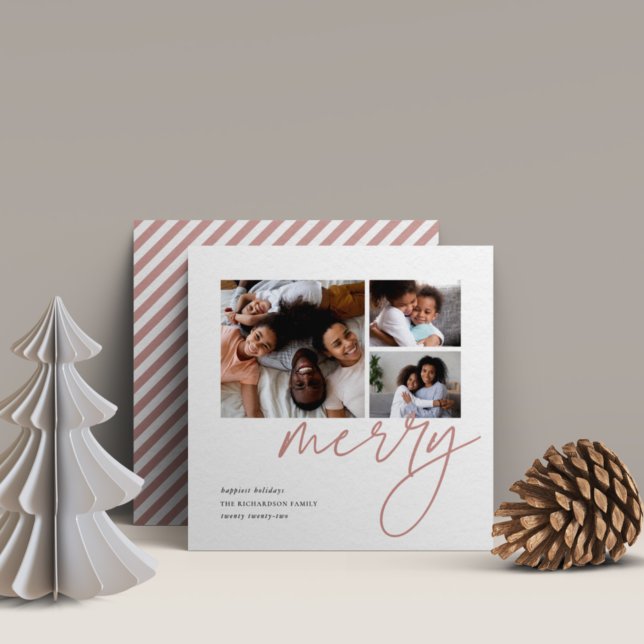 Dashing Script | 3 Photo Collage Holiday Card (Creator Uploaded)