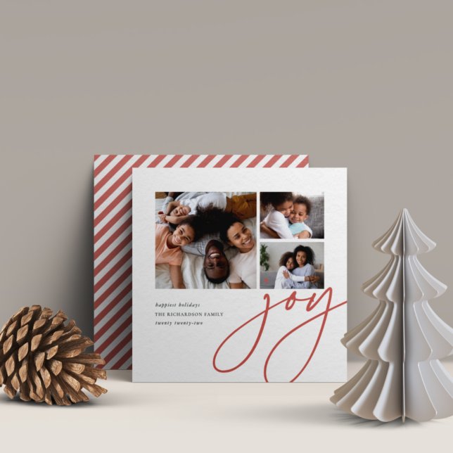 Dashing Script | 3 Photo Collage Holiday Card (Creator Uploaded)