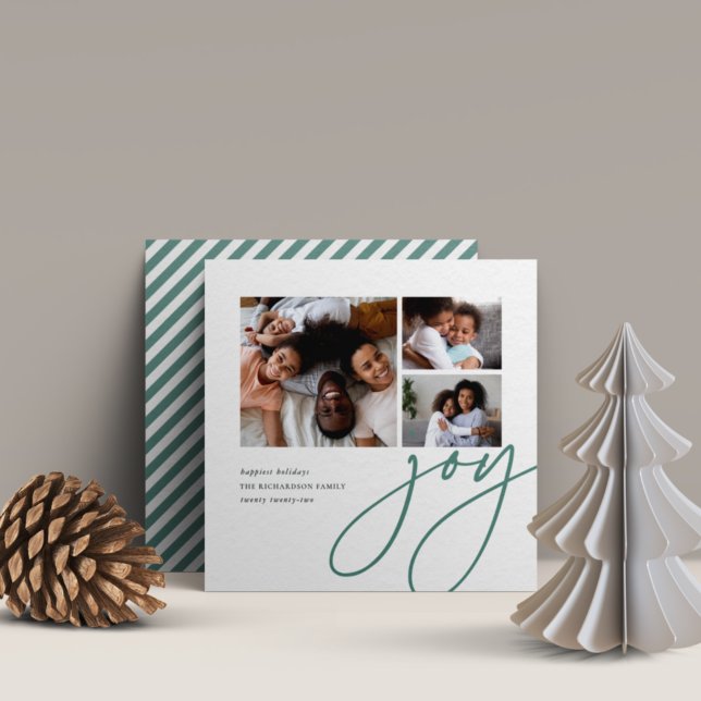 Dashing Script | 3 Photo Collage Holiday Card (Creator Uploaded)