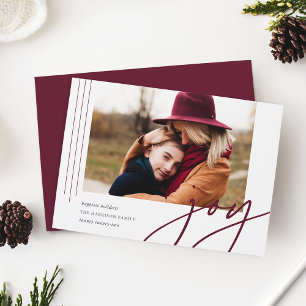Dashing Script   Joy   Horizontal Photo Holiday Card