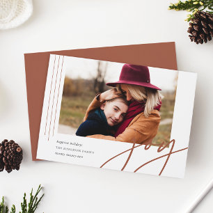 Dashing Script   Joy   Horizontal Photo Holiday Card