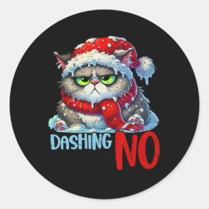Dashing Through The No Funny Sarcastic Christmas C Classic Round Sticker