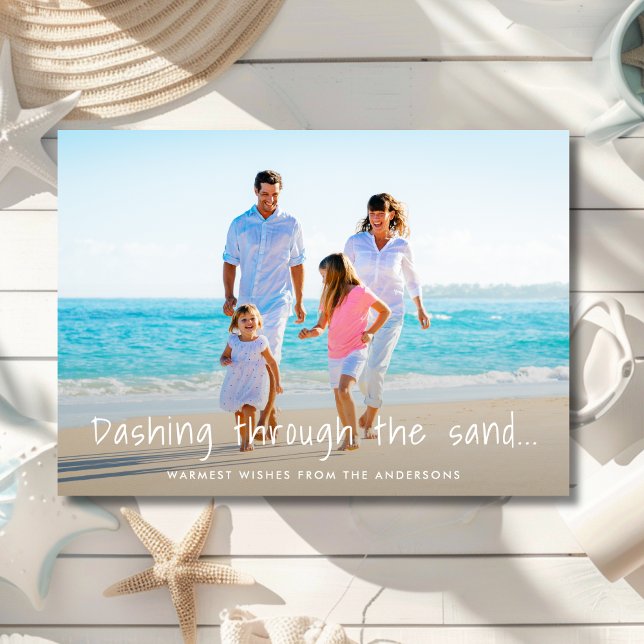 Dashing Through The Sand Beach Photo Holiday Card (Creator Uploaded)