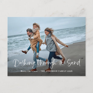 Dashing through the Sand   Photo Coastal Beach Holiday Postcard