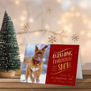 Dashing Through the Snow   Christmas Photo Real Foil Holiday Card
