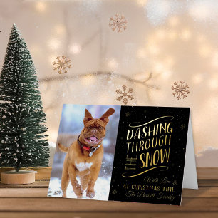 Dashing Through the Snow   Christmas Photo Real Foil Holiday Card