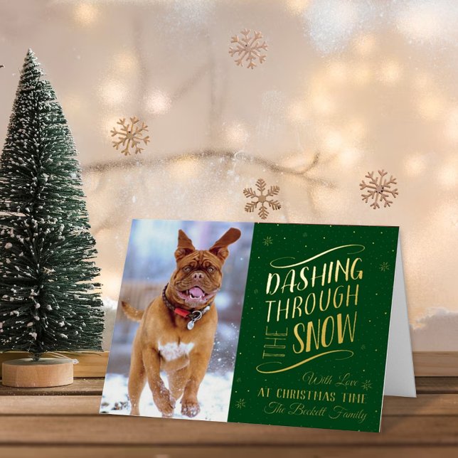 Dashing Through the Snow | Christmas Photo Real Foil Holiday Card (Creator Uploaded)