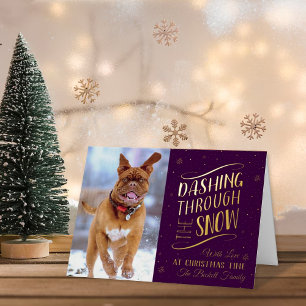 Dashing Through the Snow   Christmas Photo Real Foil Holiday Card