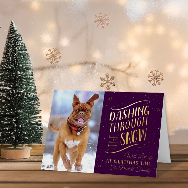 Dashing Through the Snow | Christmas Photo Real Foil Holiday Card (Creator Uploaded)