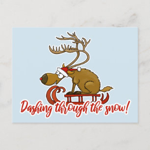 Dashing through the snow Christmas postcard