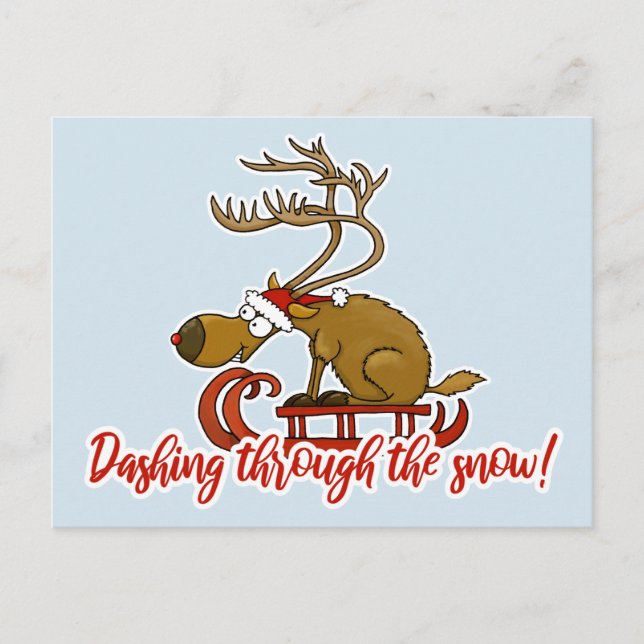 Dashing through the snow Christmas postcard (Front)
