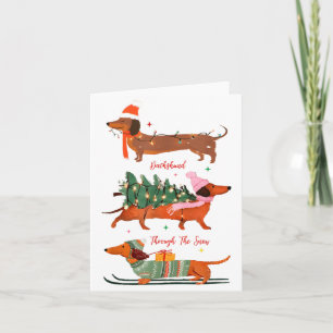 Dashing Through The Snow Christmas Wiener Dog Holi Card