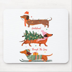 Dashing Through The Snow Christmas Wiener Dog Holi Mouse Pad