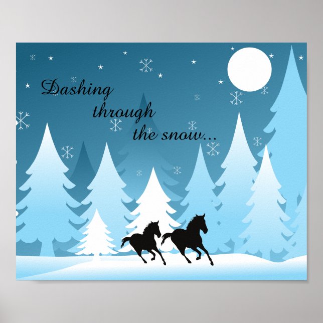 Dashing Through the Snow ~ Horse Holiday Christmas Poster (Front)