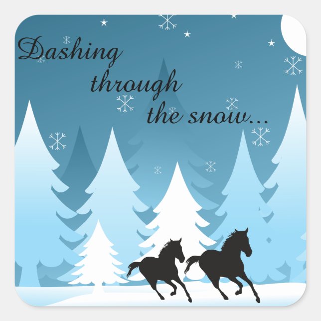 Dashing Through the Snow Horse Holiday Stickers (Front)