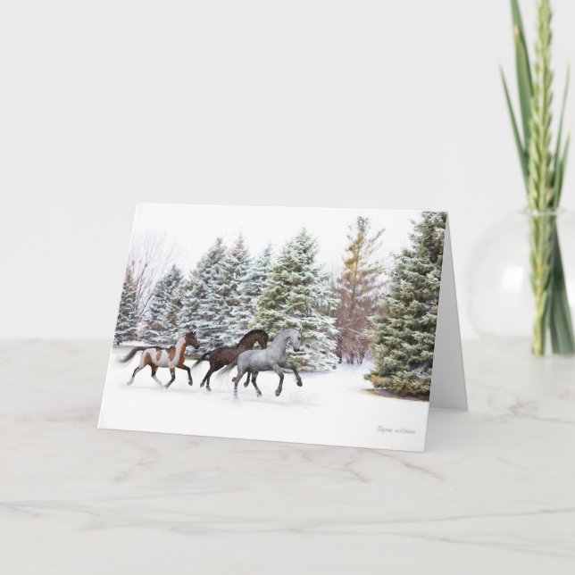 Dashing Through the Snow - Running Horses Artwork Card (Front)