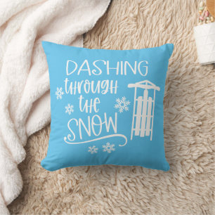 Dashing Through The Snow with Sled & Snowflakes Cushion
