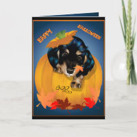 Dashund Halloween - Boo Card